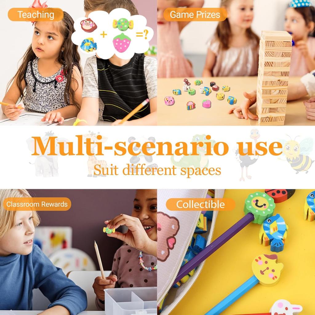 28Pcs Pencil Top Erasers for Kids Cute Randow Eraser Caps Pencil Top Erasers Bulk Erasers Toppers for School Party Favors Back to School Supplies