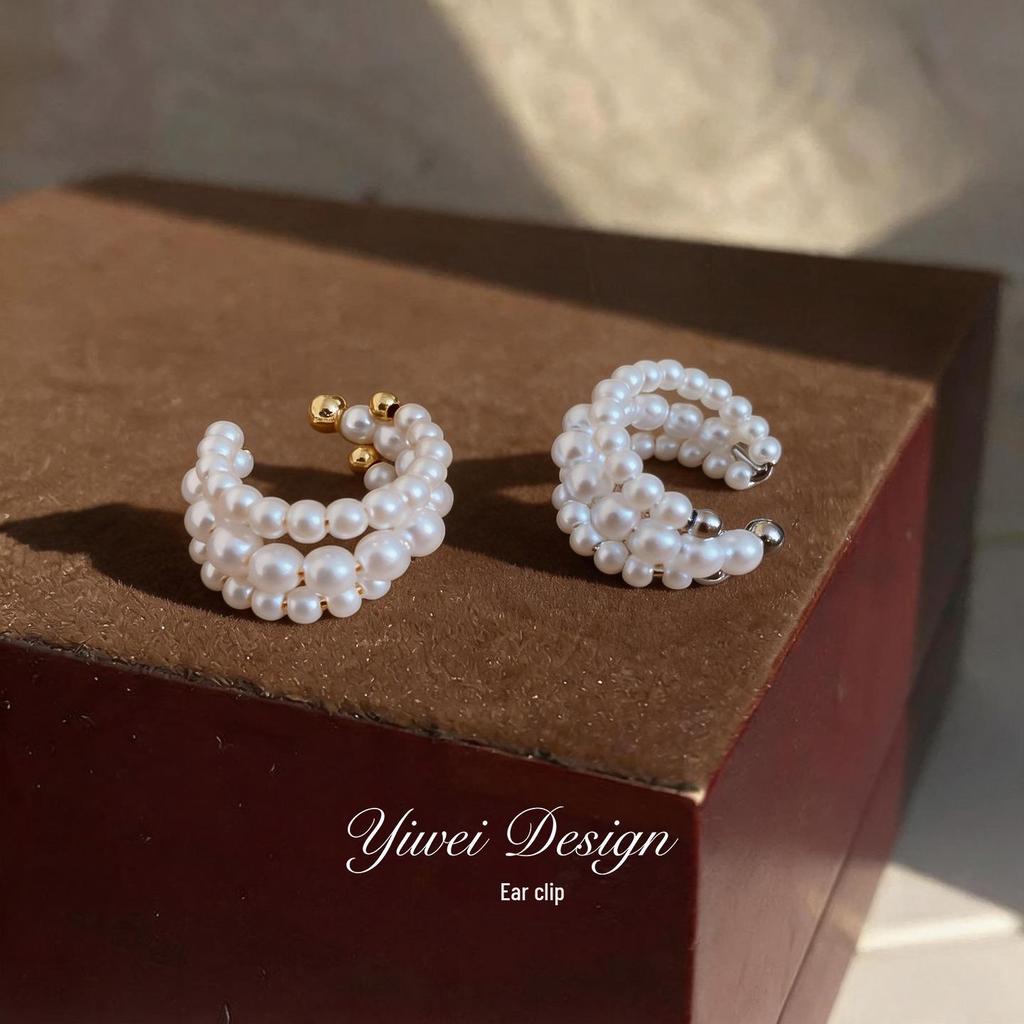 Elegant Pearl Ear Clips for Women - No Piercing Needed, Fashionable and Versatile