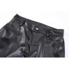 Hip Hop Mens Pleated Pu Leather Pants Harajuku Retro Streetwear Loose Ruched Casual Trousers Straight Solid Color Black Pants