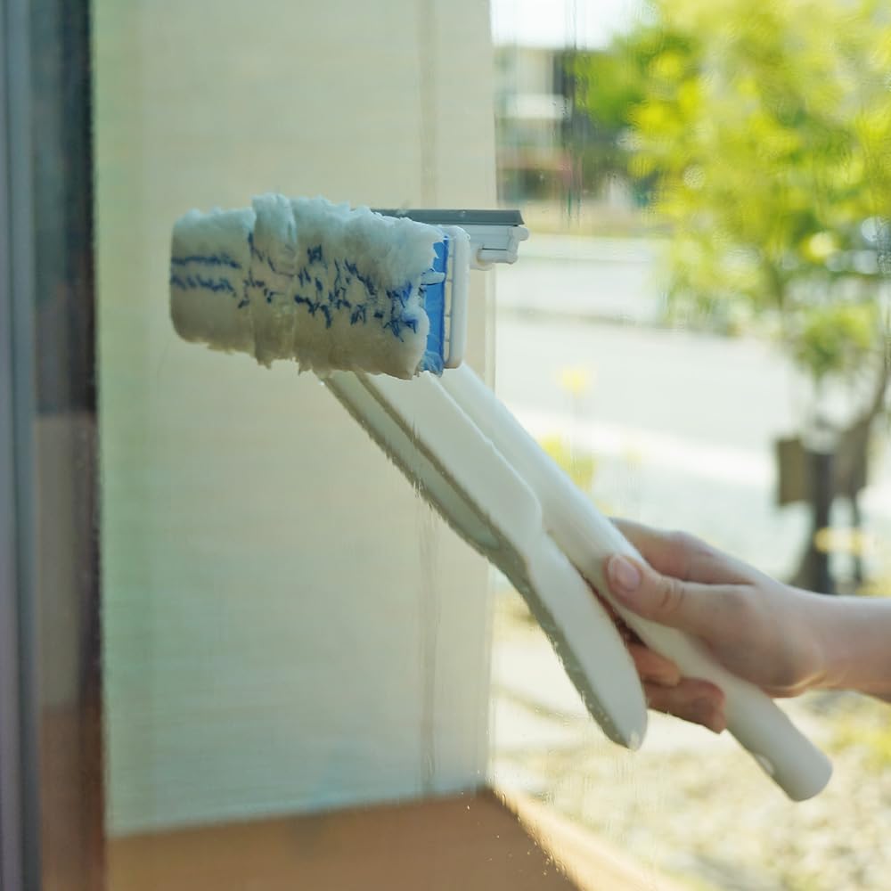 Azuma Window Screen Easy Squeeze Wiper 24F Wiping Handle Window Cleaning Microfiber Brush Fiber No Detergent Required Washable with Water Only Glass