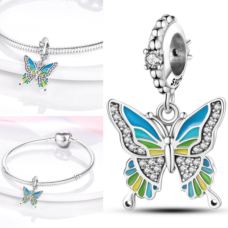 Copper Dragonfly Butterfly Pendant Charms Bead Fit Original Bracelet Bangle Women Jewelry Girl Making Beads