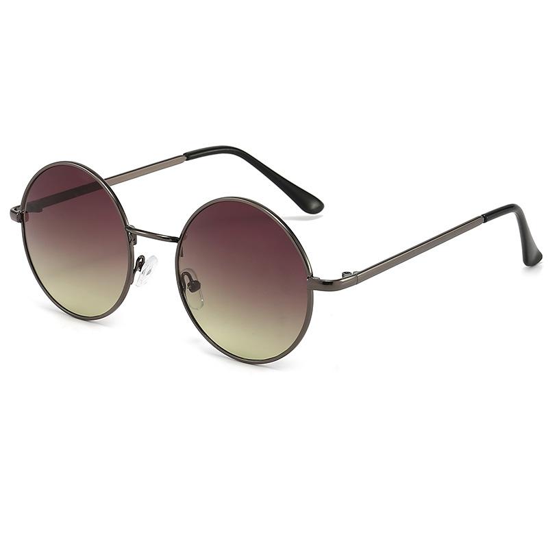 Mens Retro Small Frame Sunglasses Circular Metal Design for Outdoor Fishing Driving Fashionable Eyewear