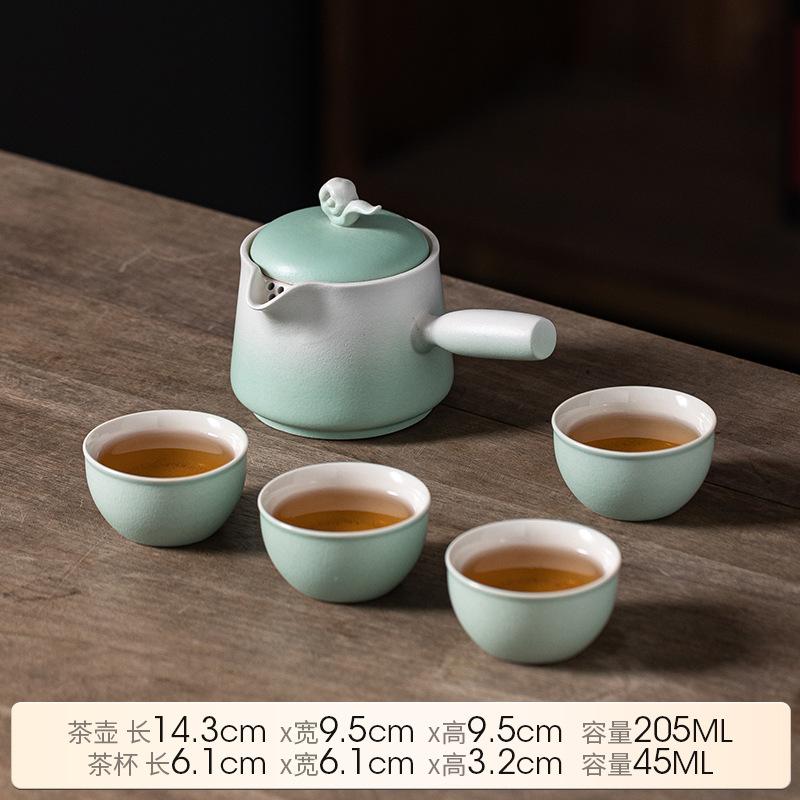 Kung Fu Tea Set Gradual Change Ceramic Teapot Teacup Brewing Tea Stove Tea Warmer Incense Insert Small Set Gift Box Business Souvenir