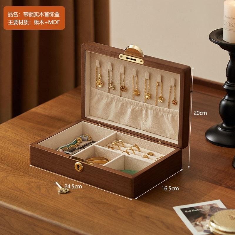 High-end exquisite solid wood jewelry box earrings necklace earrings jewelry storage box bracelet small large capacity storage box