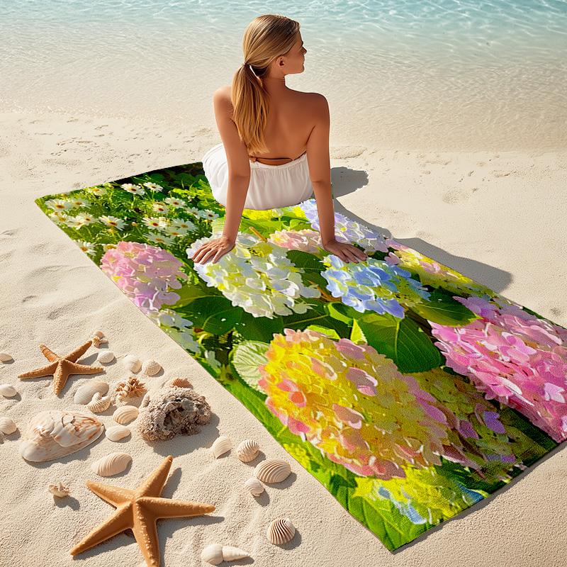 Elegant Pink Roses Garden Art Soft Beach Towel Outdoor Camping Vacation Swimming Beach Towel Outdoor Absorbent Bath Towel Blanket A5