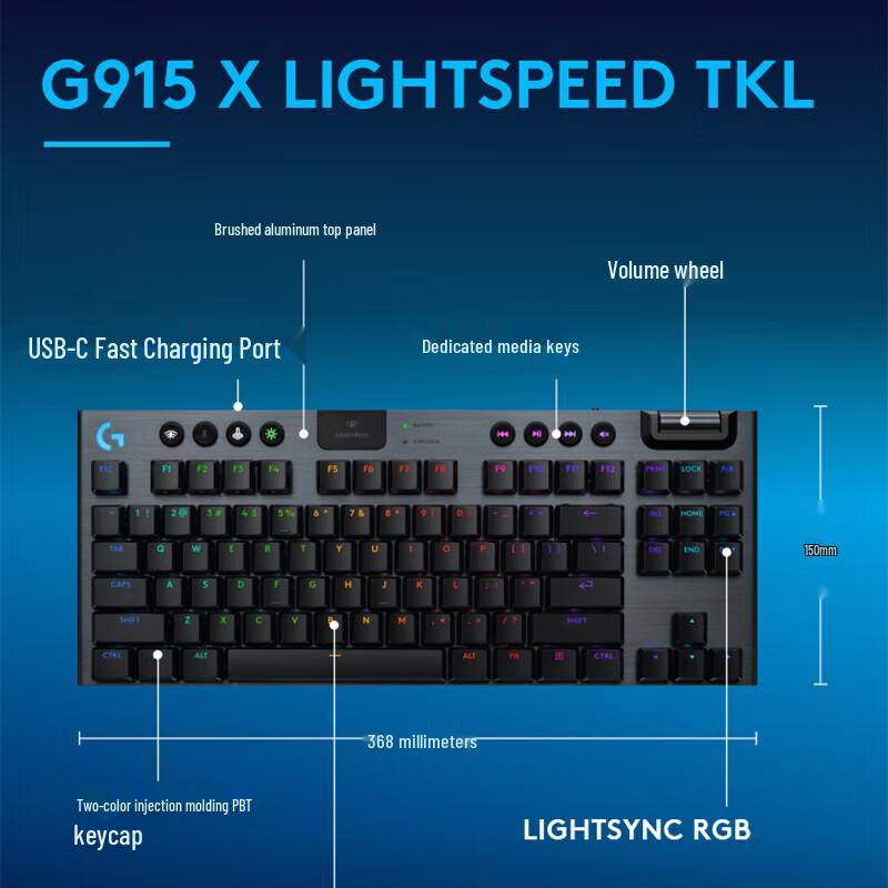 Logitech G915 X LIGHTSPEED TKL Low-Profile Gaming Keyboard