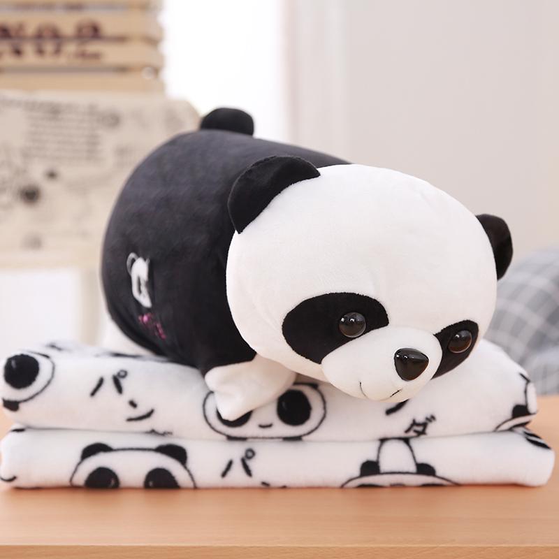 45cm Stuffed Cute Husky Dog And Panda Plush Pillow And Blanket Soft Kawaii Animal Plush Toy Creative