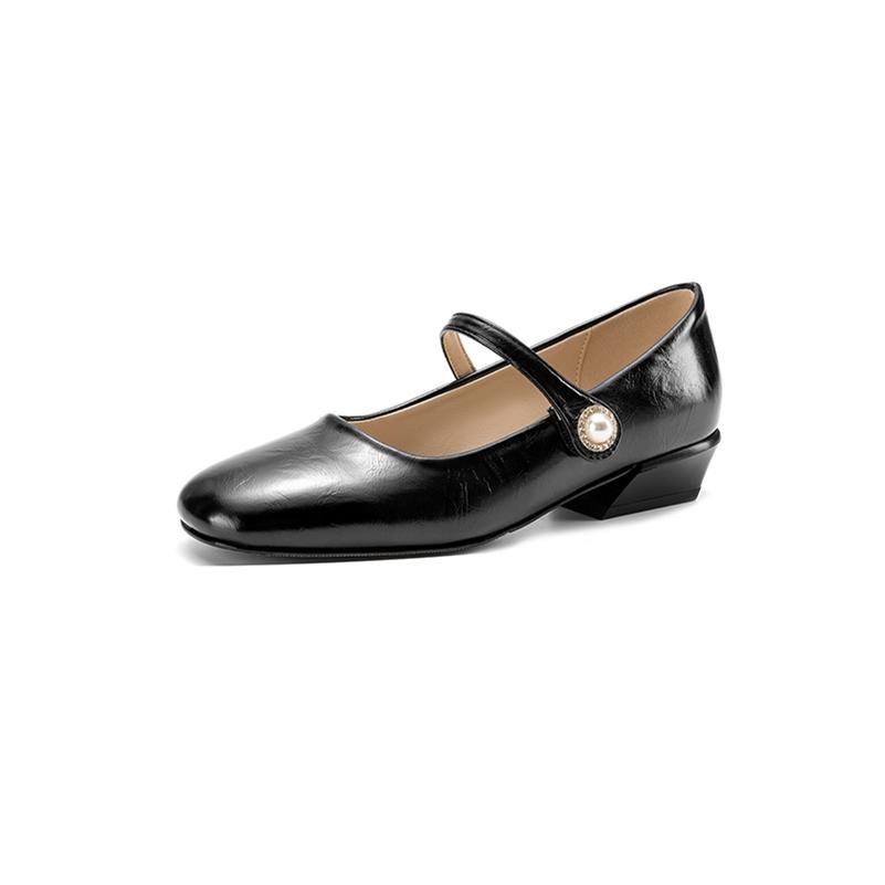 

FOREADA Women Mary Janes Heels Round Toe Flats Concise Brand Design Ladies Fashion Shoes Spring Autumn Black Beige 43 33 чёрный