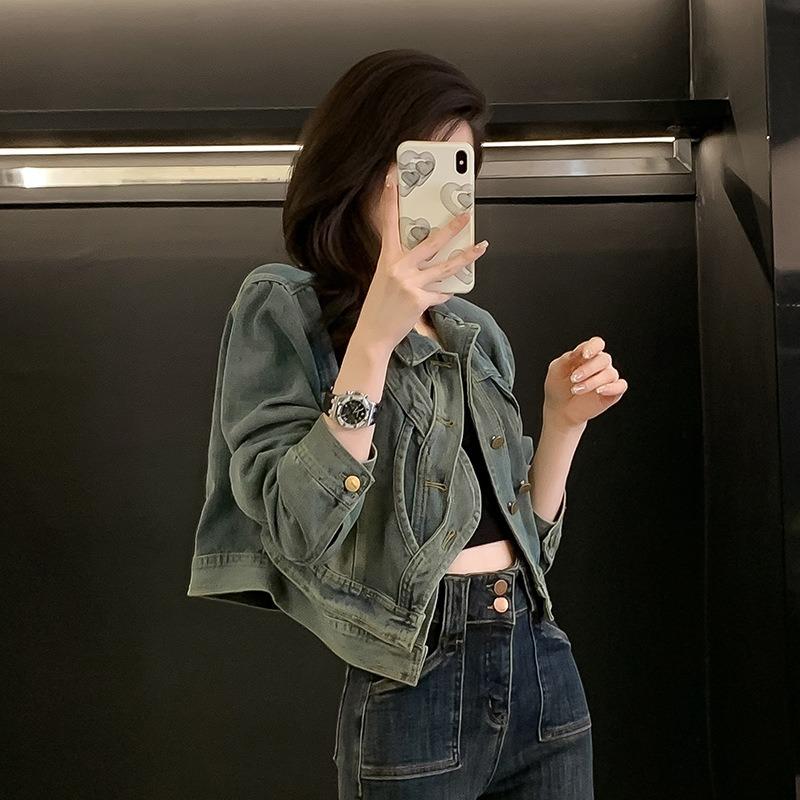 Jachetă de blugi scurtă de damă, de primăvară, cu design nou și retro, cu design de nișă, mică