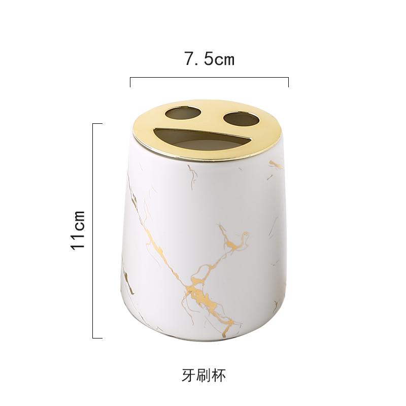 Matte Gold Ceramics Bathroom Set Decor Soap Dispenser Toothbrush Holder cup Soap Dish tray Mouthwash Cup bathroom Washing Set