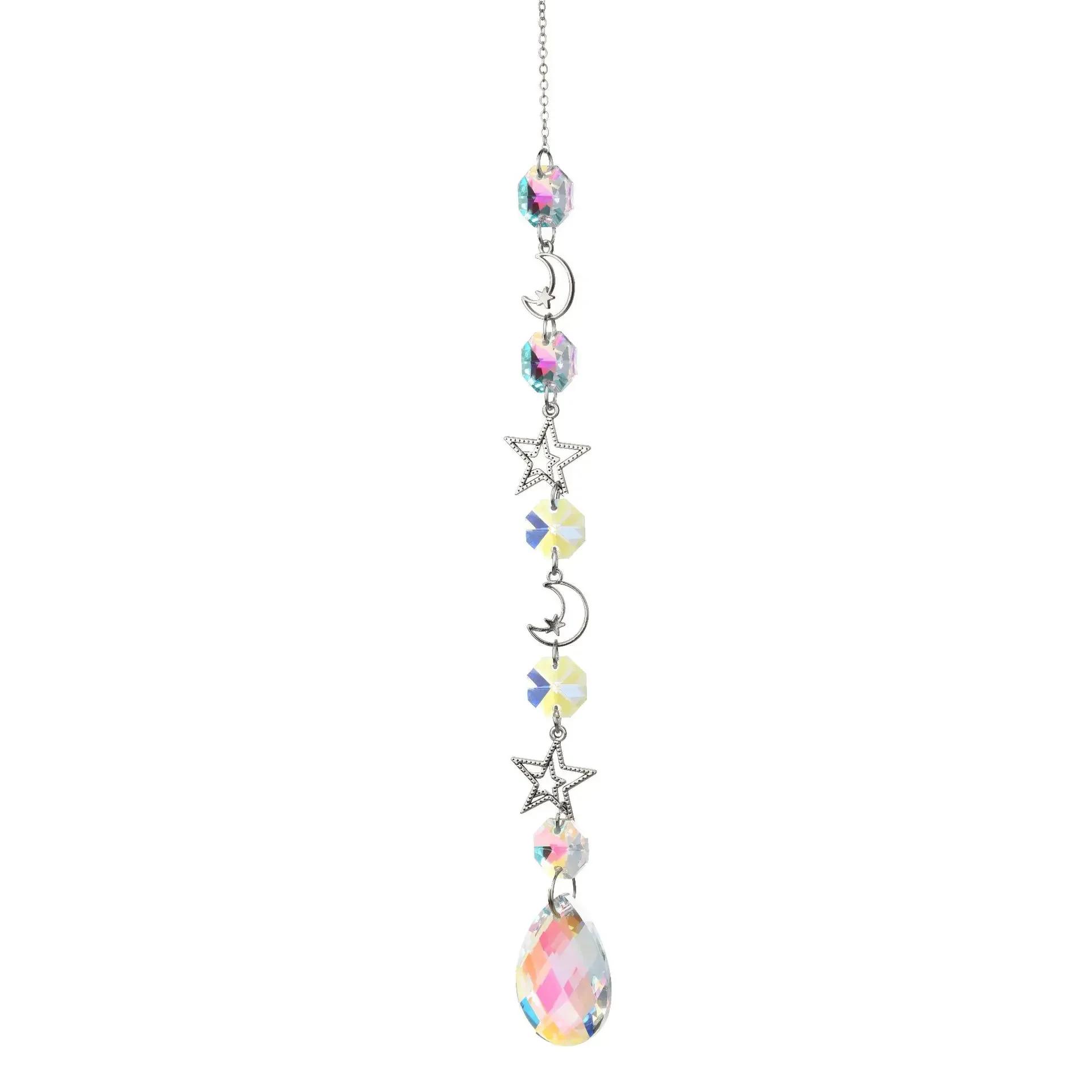 

Crystal Wind Chime Pentagram Sun Catcher Prisms Pendant Dream Catcher Rainbow Chaser Hanging Drop Home Garden Decor
