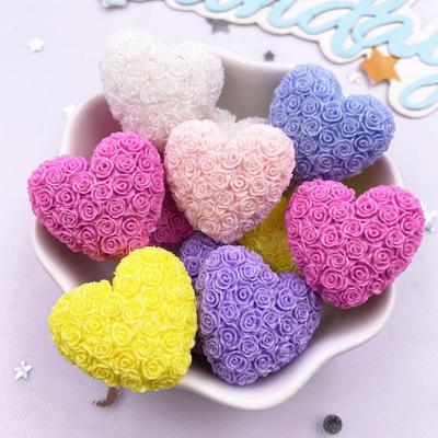 10 Stück Bunte Harz Cartoon Herzform Rose Figuren Flache Rückseite Stein Hochzeit Dekorations Scrapbooking Weihnachten DIY Bastelbedarf