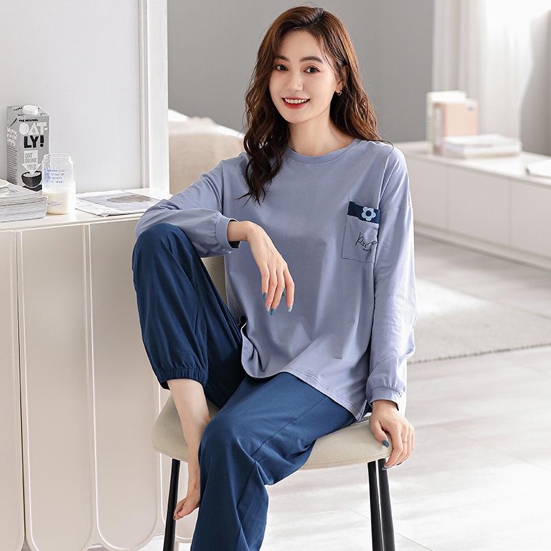 Pajamas Women'S Pure Cotton Long-Sleeved Women'S Cotton Thin Large Size Casual Autumn And Winter Can Be Worn Outside Loungewear