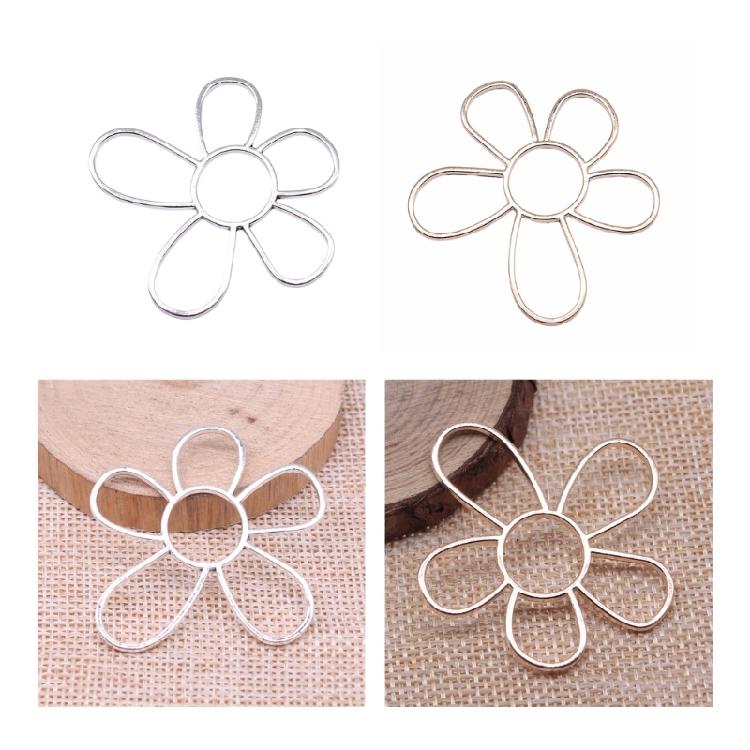 Large Hollow Flower Pendant Charms for DIY Craft Jewelry Making Supplies 48x42mm