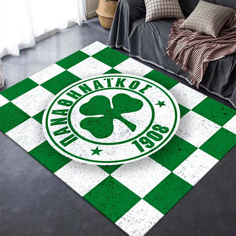 2026 NEUER Panathinaikos Fußball Teppich für Wohnzimmer Schlafzimmer Zuhause Sofa Dekoration, Kinder Spiel rutschfeste Bodenmatte