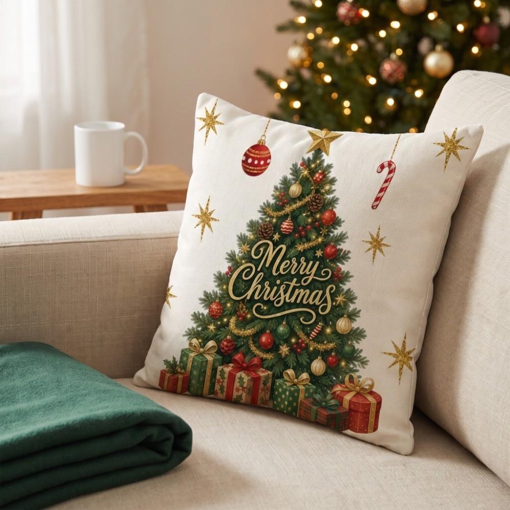 Soft Christmas Pillow Cover Christmas Tree Santa Pillow Cover Party Decoration
