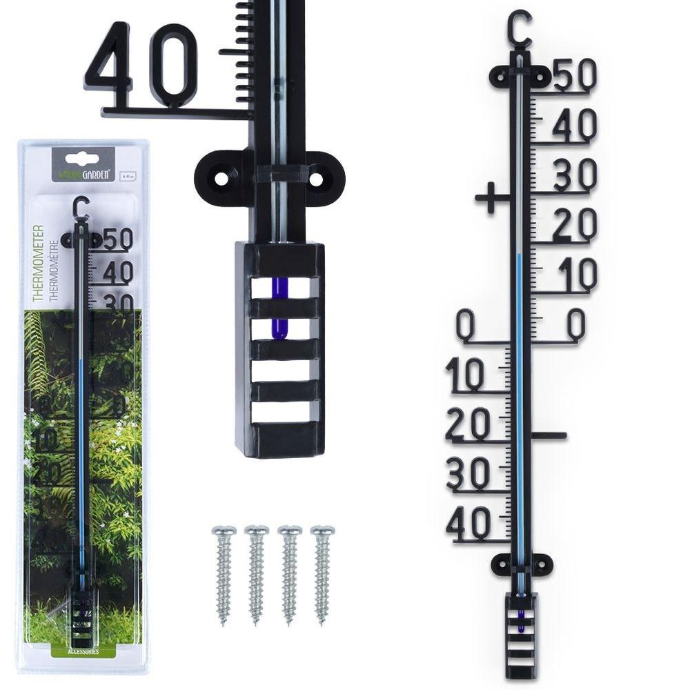 Large Outdoor Wall Thermometer 41cm Black ProGarden
