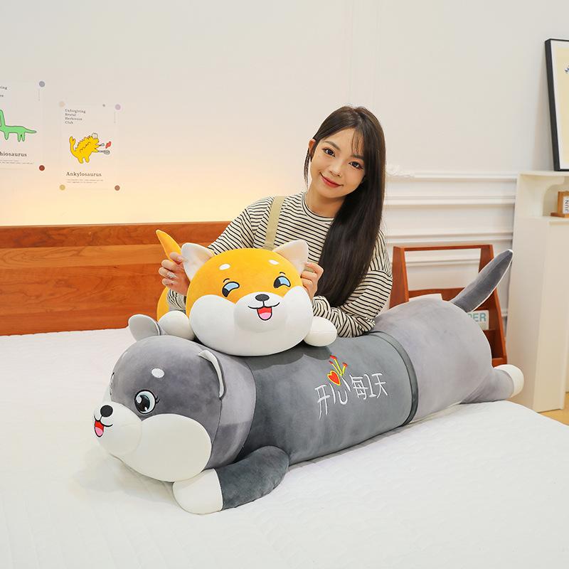 Husky Puppe niedliches großes Plüschtier liegende Hundepuppe schlafendes Wurfkissen Mädchen Geschenk Geburtstag