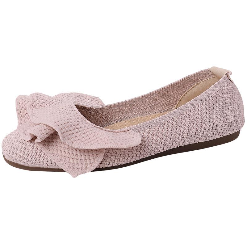Soft sole comfortable knitted ruffle edge women's shoes summer new elegant flat sole single shoes grandma shoes