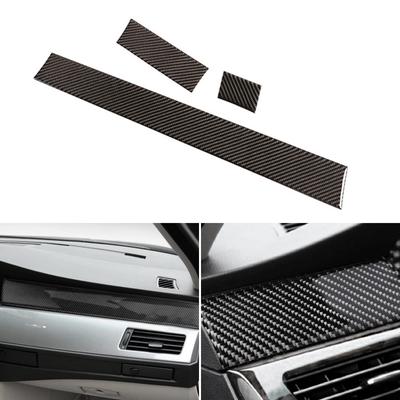 Estilo de Coche Fibra de Carbono Real Panel Lateral del Salpicadero de Control Central Interior Tira Cubierta Embellecedor Para BMW Serie 5 E60 E61 04-10