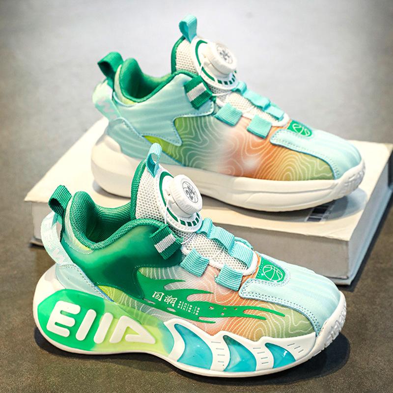 Classmates Girls Spring and Summer New Children's Basketball Shoes Rotating Button Sneakers Boys Mesh Breathable Running Shoes