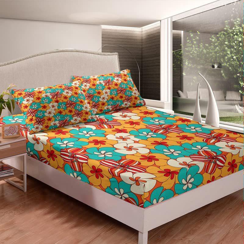 Gemustertes Pflanzenmuster Matratze Dreiteiliges Digitaldruck Matratze Bettwäscheset Erwachsene Kinder
