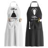 Practical Polyester Apron Adjustable Neckband Design with King Queen Mr Mrs Letter For Holiday Gift And Housewarming
