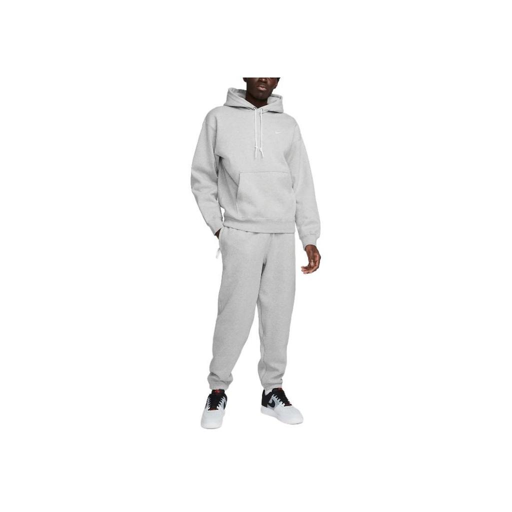 Nike Solo Swoosh Fleece Pullover Hoodie Dark Grey Heather/White Men Streetwear DX1355-063