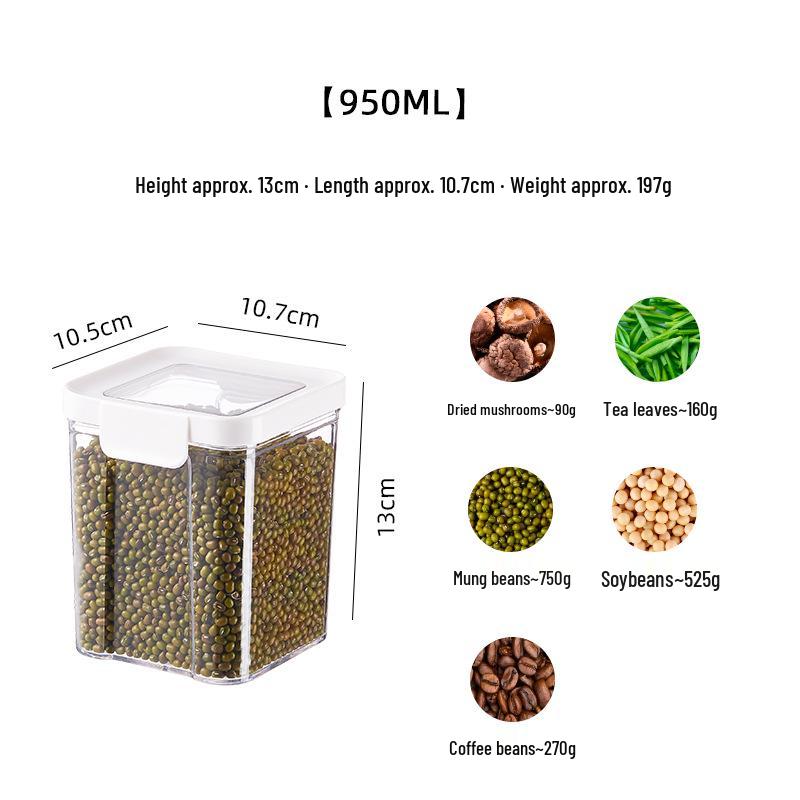 Transparent Airtight Food Storage Jar for Grains & Cereals - Sealed Fresh-Keeping Container with Lid