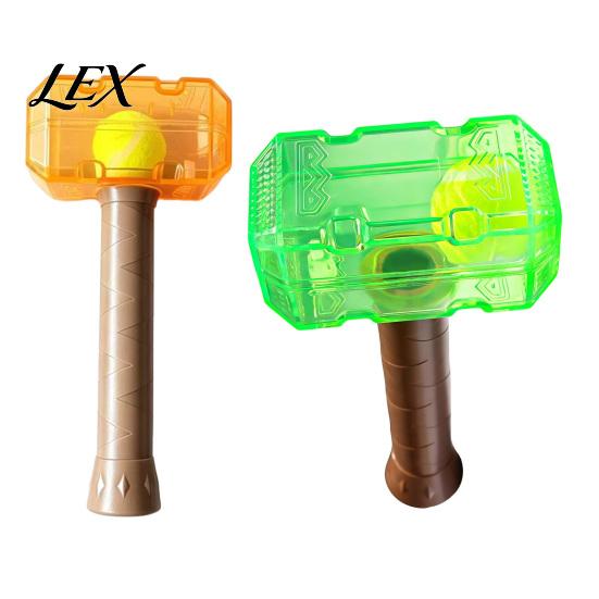 Indestructible Dog Toys 2Pcs Squeaky Hammer with Tennis Ball Inside, Interactive Fetch Toys, Puppy Teething Rubber Chew Toy for Medium Large