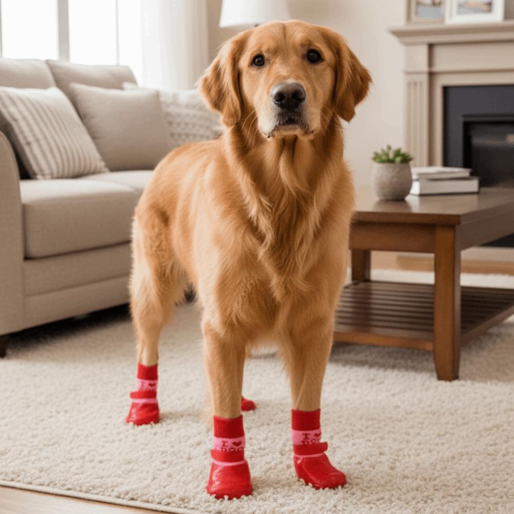 4 pieces/set Warm Pet Socks Booties Anti-Slip Dog Foot Covers Dog Socks Shoes  Rain Protection