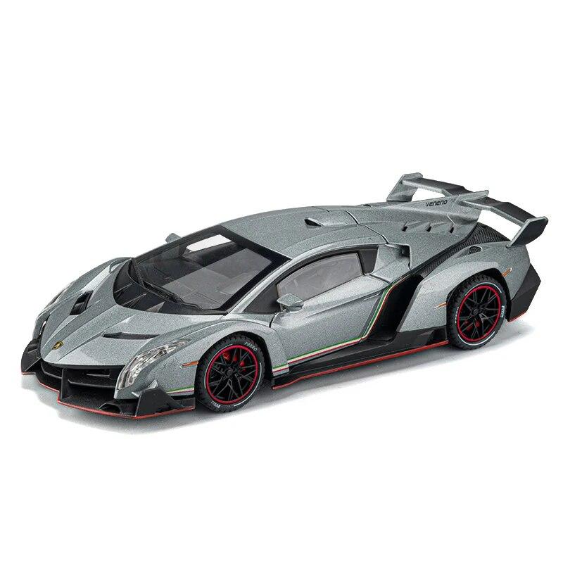 

Diecast Car for Veneno Model Car 1/24 Scale Sports Toy Vehicle Door Can Be Opened Toy Car Front Wheel Steerable серый