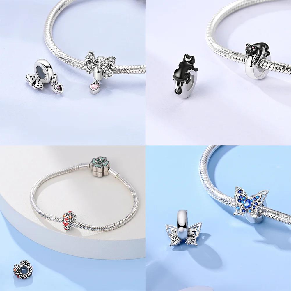 Anniversary Copper Butterfly Spider Couple Bears Heart Maple Leaf Clip Charm Beads Fit Bracelet Diy Women Original Jewelry