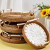 Natural Materials Handwoven Tray User Friendly Retro Design for Kitchens Storage Snacks Basket and Home Decors Durable