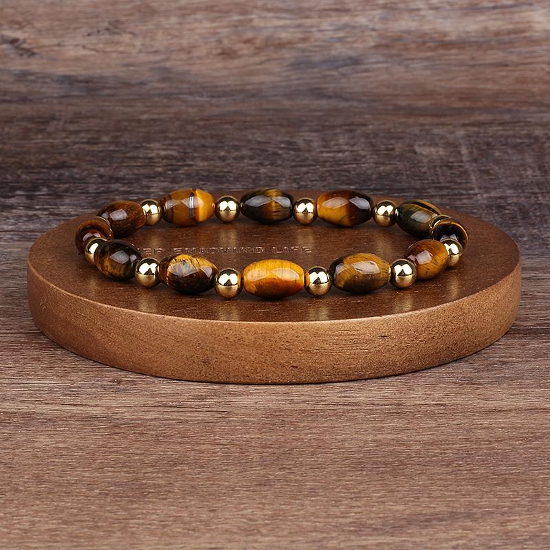 Natürlicher facettierter Tigeraugenstein Reiki-Armbänder Herren Mode Energie Hämatit-Perlen Armbänder für Frauen Seelen Schmuck Geschenk Pulsera