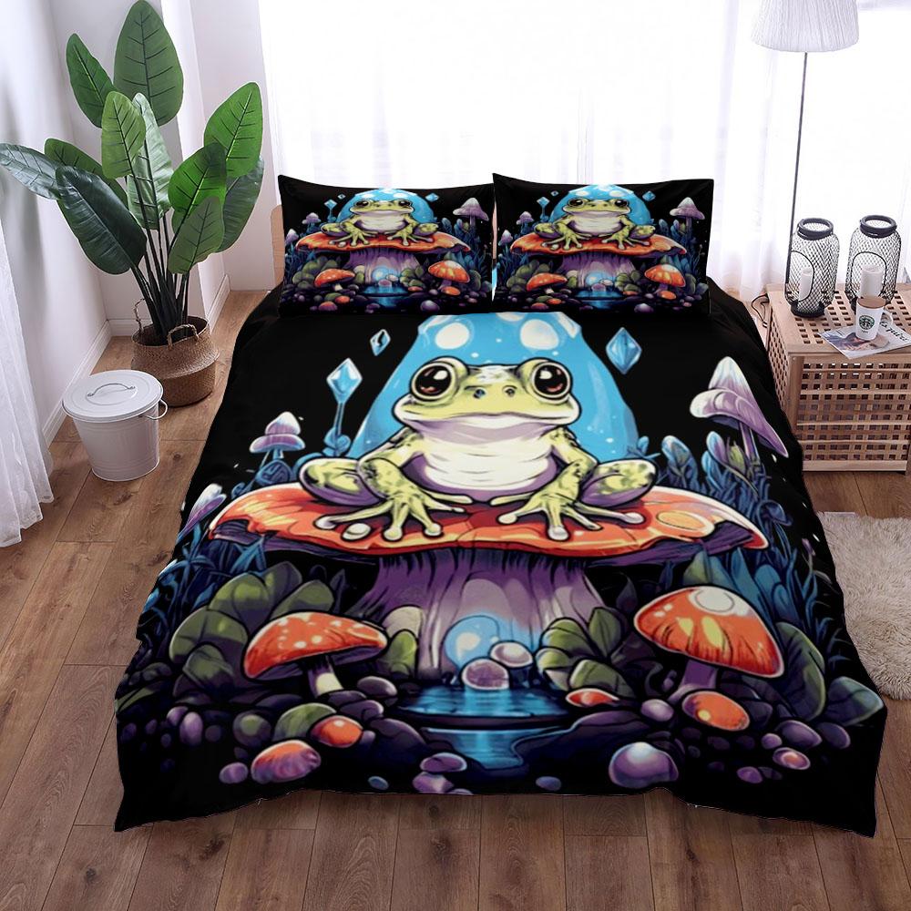 celestial mushroom Duvet Cover Set UK Single Double Queen US Twin Full King Size pkm Bed Linen Set