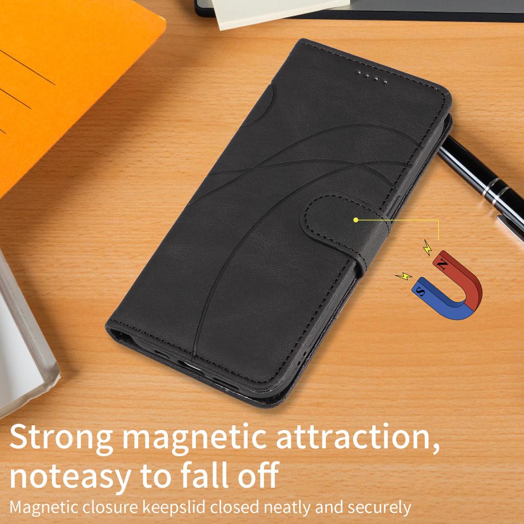 For Honor 400 Pro 5G (Global) Wallet Case Leather Phone Cover Stand with Curved Line Design
