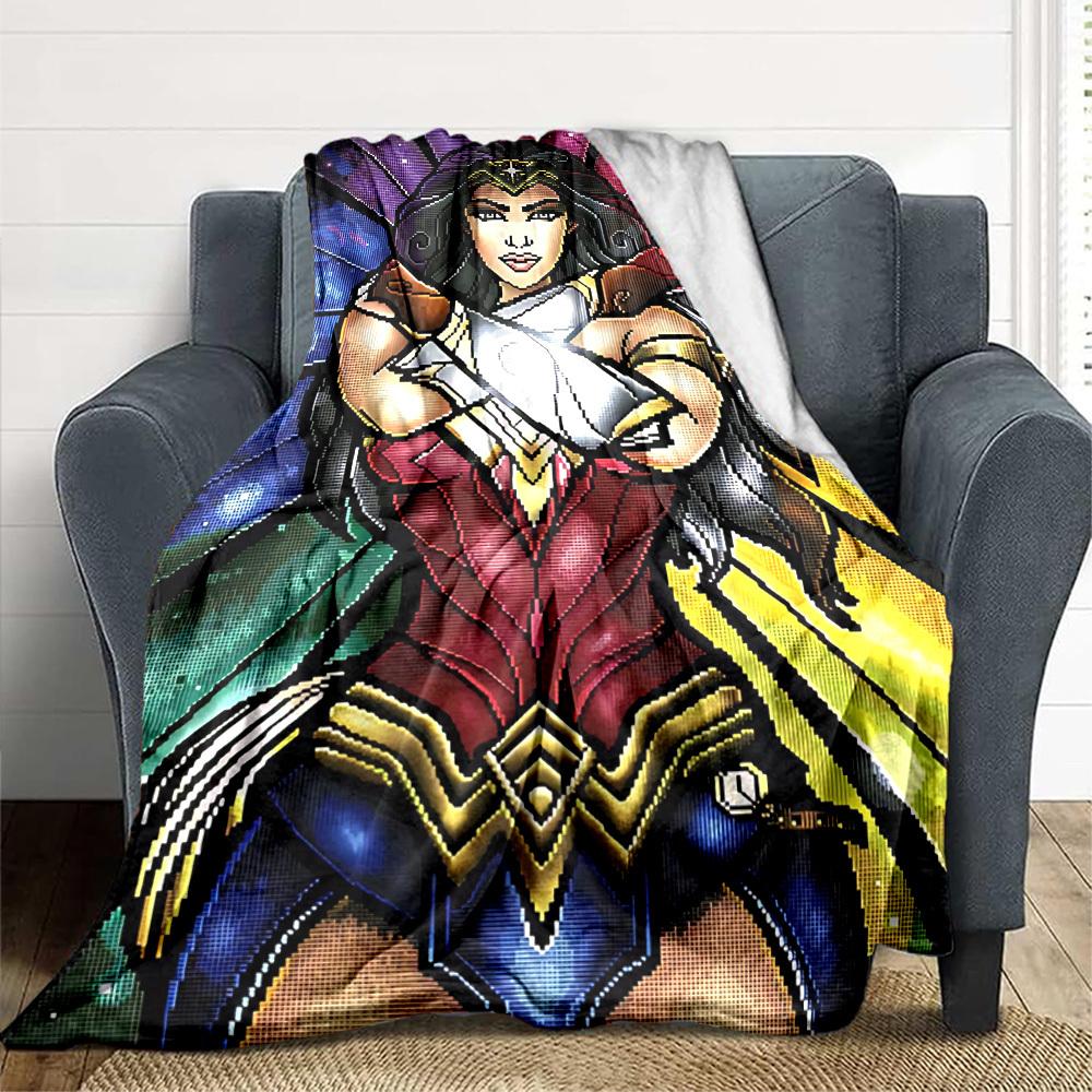 1ks deka Wonder Woman Polyesterové vlákno, Celoroční pohodlí na pohovku, postel, do kanceláře, auta, na kempování, Ideální domácí dekorace a dárek, Pohodlí v kanceláři