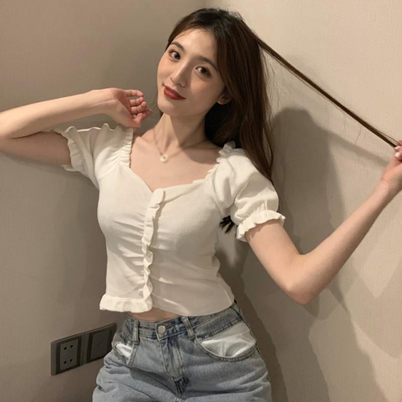 

Женские однотонные топы с коротким рукавом, V-образным вырезом, облегающие, вязаные, летние базовые топы в диком стиле белый