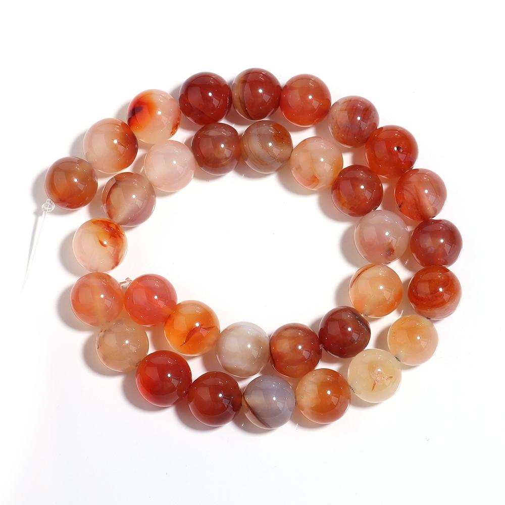 4 6 8 10 12mm Natural Red Agate Stone Beads Round Loose Gemstone Beads for Jewelry Making DIY Bracelets Necklace Accessories