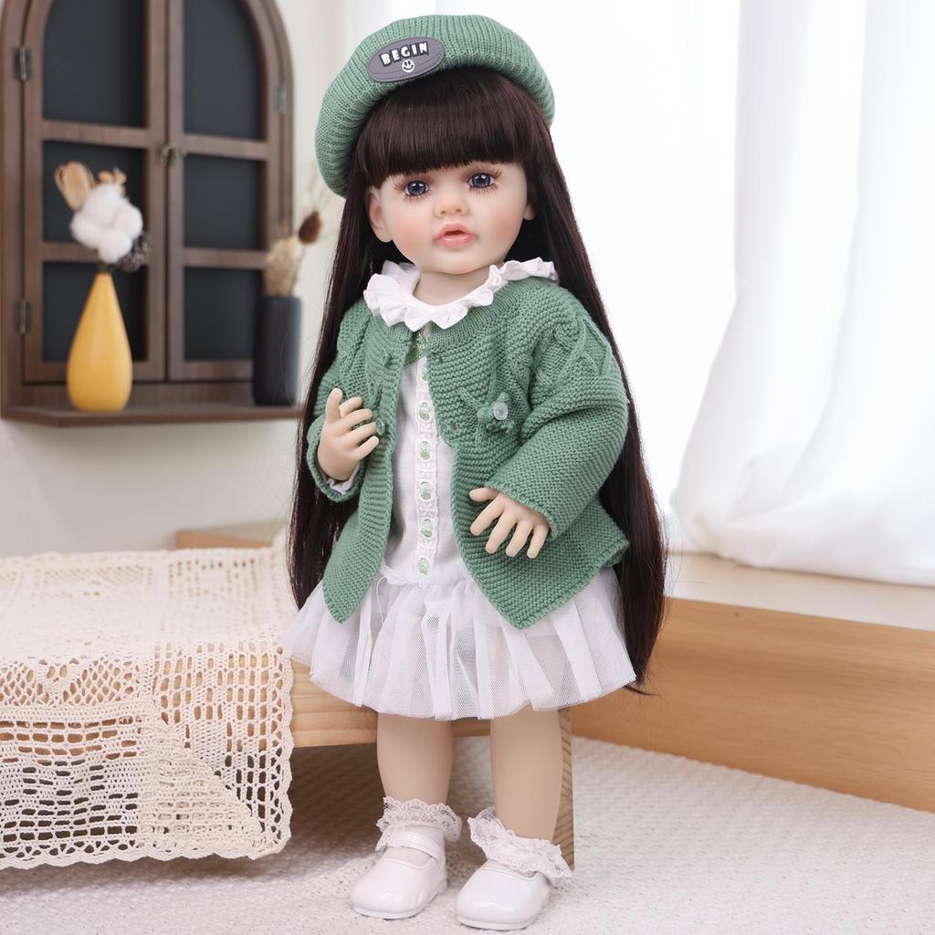 55cm Cute Reborn Girl Doll Full Silicone Vinyl Realistic Newborn Babies Dolls Kids Christmas Halloween Decoration Gifts