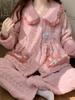 Cozy Fleece Maternity Pajamas for Autumn/Winter - Flannel, Velvet, Thick - Ideal for Delivery Room & Breastfeeding.
