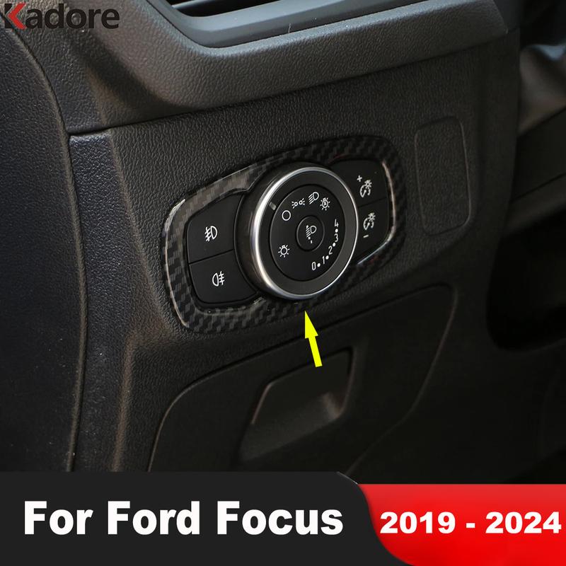 Car Head Light Lamp Switch Button Panel Cover Trim For Ford Focus -   2024 Carbon Fiber Interior Accessories