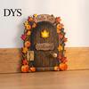 Fall Home Decor Accents Elf Wooden Door Halloween Decor, 2D Fairy Mouse Miniature Wall Rustic Autumn Shelf Hanging, Ornament for Home, Thanksgiving