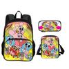 The Amazing World of Gumball Round Front Bag Backpack Pen Bag Shoulder Bag 3Pcs Set Cartoon Anime Printed Student Boys and Girls