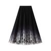 A-Line Tulle Midi Skirts for Women Fairy Elastic Waist Ruffle Layered Maxi Skirts Women's Casual Floral Print Flowy High Waist Mesh Long Skirt