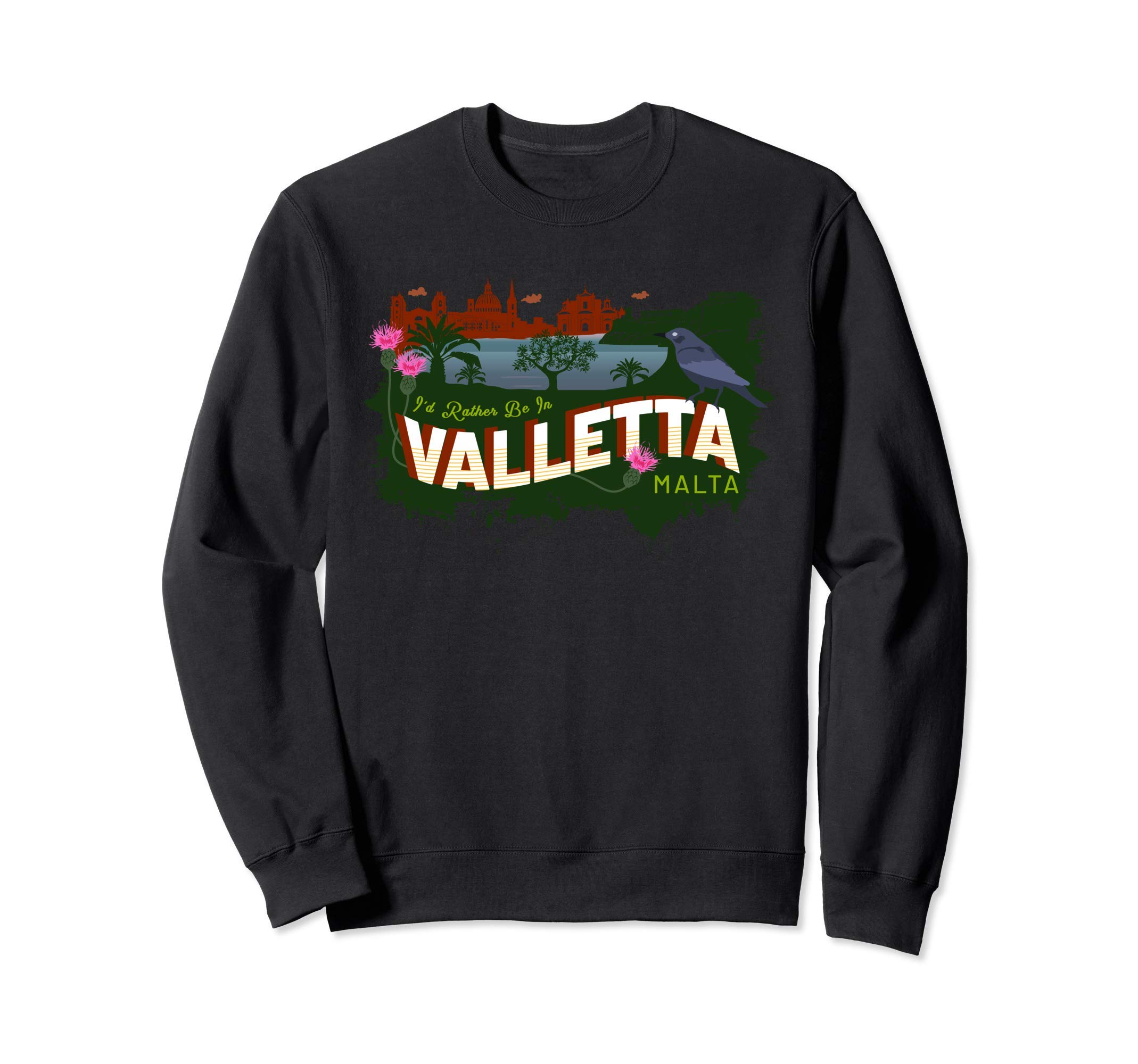 

Rather Be in Valletta Malta Vintage Maltese Souvenir Sweatshirt I d - чёрный