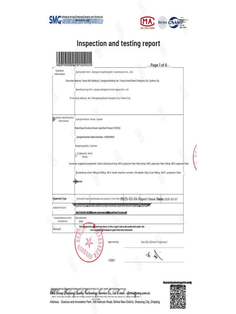 SNOWFLYING X2501419524F Short Collarless Down Jacket