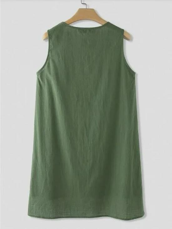 2024 Summer Women's Cotton Linen Sleeveless Vest - Solid Color Casual Shirt Top