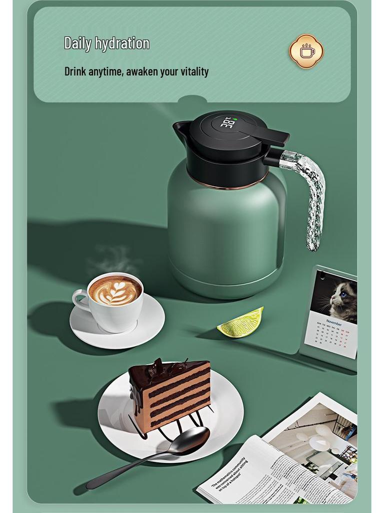 304 Stainless Steel Insulated Kettle with Intelligent Temperature Display for Tea Brewing - Commemorative Business Souvenir.